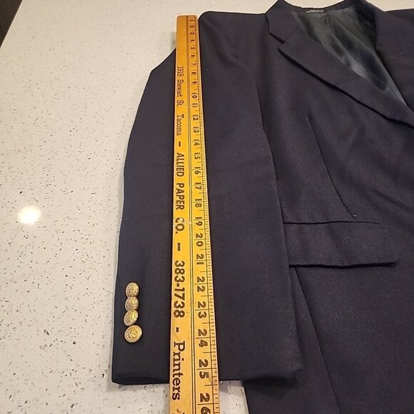 Arnold Palmer Executive Blazer Suit Jacket Navy Blue Gold Button Men's 48R Wool - Picture 7 of 11